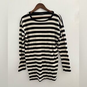 Zara Black and white Striped Long Sleeve sweater dress | striped y2k sweater